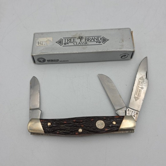 Böker Other - VINTAGE BOKER GERMANY 9885 V TREE BRAND DOGLEG STOCKMAN POCKET KNIFE KNIVES NOS